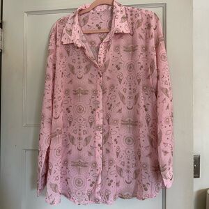 Black Milk Pink Sheer Button up